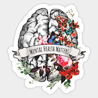 Mental health, mental illness, brain, psychology, neuroscience, mental health matters Sticker